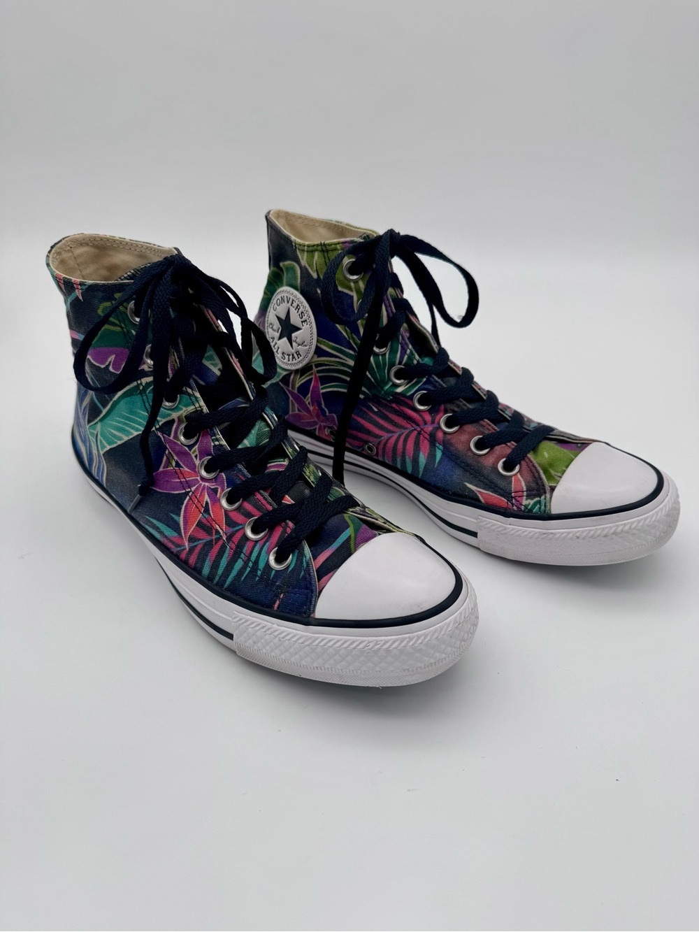 Converse Chuck Taylor High Top Tropical Floral Palm Sneakers Mens 8 Womens 10 - Picture 5 of 11